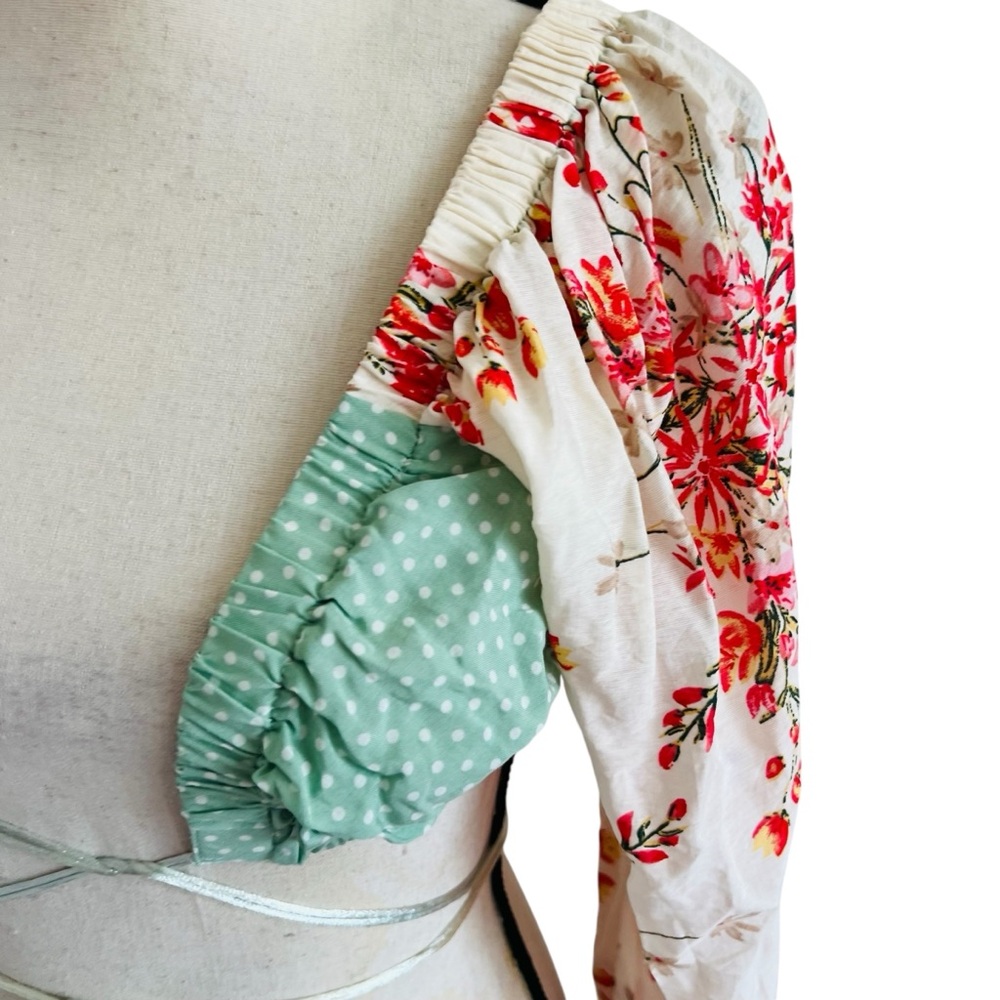 O. Vianca Floral Ruffle Blouse with Tie Front - Picture 2 of 6